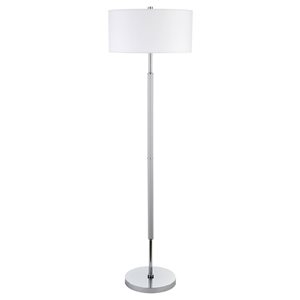 Hailey Home Simone 61-in H Grey and Nickel 2-Light Floor Lamp w/ White Fabric Shade