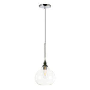 Hailey Home Ida 9.5-in W Polished Nickel Pendant Ceiling Light w/ Clear Glass Shade