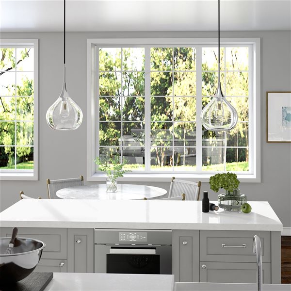 Hailey Home Ida 9.5-in W Polished Nickel Pendant Ceiling Light w/ Clear Glass Shade