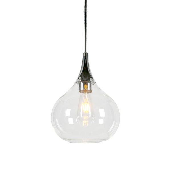 Hailey Home Ida 9.5-in W Polished Nickel Pendant Ceiling Light w/ Clear Glass Shade