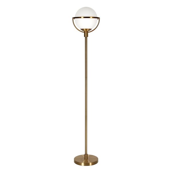 Hailey Home Cieonna 68-in H Brass Floor Lamp w/ White Glass Shade