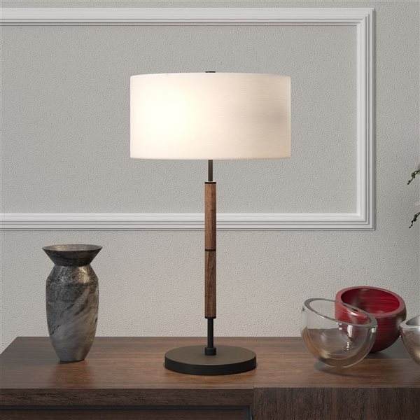 Lampe de table à 2 lumières Simone de Hailey Home 25 po h. bronze noirci avec abat-jour en tissu