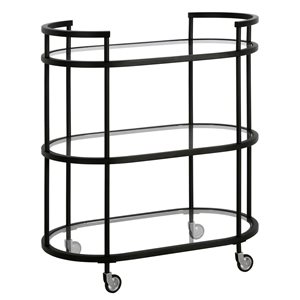 Hailey Home Leif 30 W x 15.5 D X 34.5-in H 2-Tier Blackened Bronze Metal Oval Bar Cart w/ Wheels