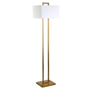 Hailey Home Adair 68-in H Brass and White Floor Lamp w/ White Fabric Shade