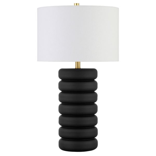 Hailey Home Zelda 25-in H Matte Black Ceramic Base Table Lamp with White Fabric Shade