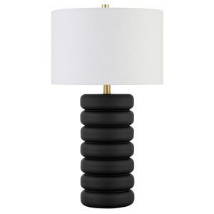 Hailey Home Zelda 25-in H Matte Black Ceramic Base Table Lamp with White Fabric Shade