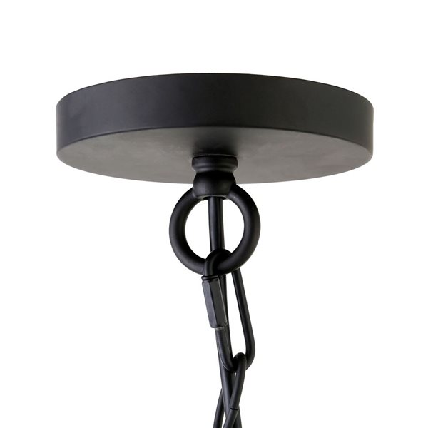 Luminaire suspendu Verona Hailey Home 7 po l. noir avec abat-jour en verre bullé