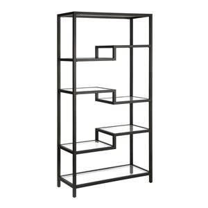 Hailey Home Johann 34 W x 68-in H Blackened Bronze Metal 5-Shelf Bookcase