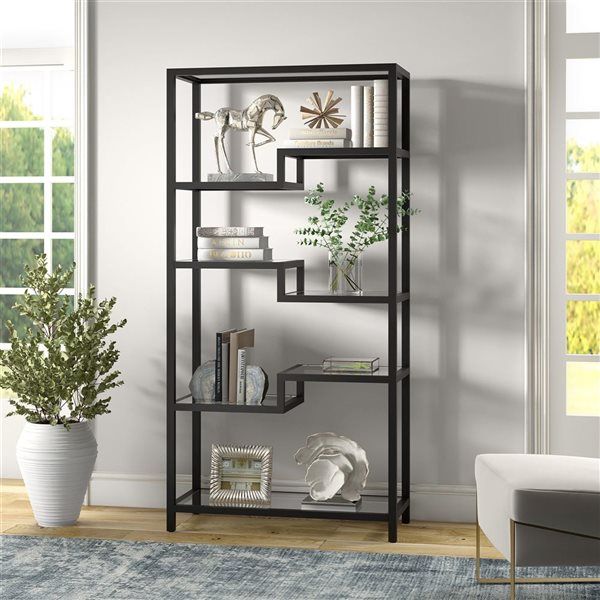 Hailey Home Johann 34 W x 68-in H Blackened Bronze Metal 5-Shelf Bookcase