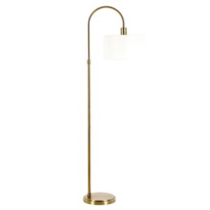 Hailey Home Veronica 70-in H Antique Brass Arc Floor Lamp w/ White Fabric Shade