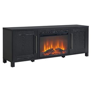 Hailey Home Chabot Black Grain TV Stand for TVs up to 75-in w/ Log Fireplace