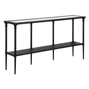 Hailey Home Nellie 55-in W Blackened Bronze Metal Modern Console Table w/ Metal Shelf and Glass Top