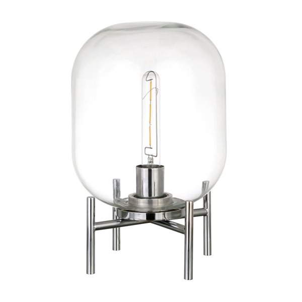 Lampe de table Edison de Hailey Home 15,38 po h. nickel poli avec abat-jour en forme de globe en verre clair