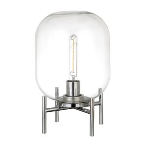 Hailey Home Edison 15.38-in H Polished Nickel Table Lamp with Clear Glass Globe-Shaped Shade