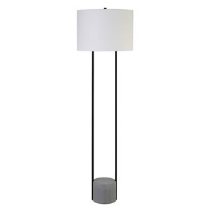 Hailey Home Uma 65-in H Black and Concrete Floor Lamp w/ White Fabric Shade