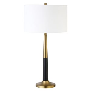 Lampe de table Lyon de Hailey Home 29.75 po h. fini laiton et noir avec abat-jour en tissu