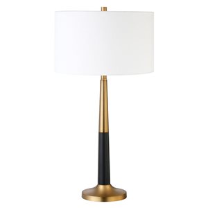 Hailey Home Lyon 29.75-in H Brass/Black Table Lamp with Fabric Shade