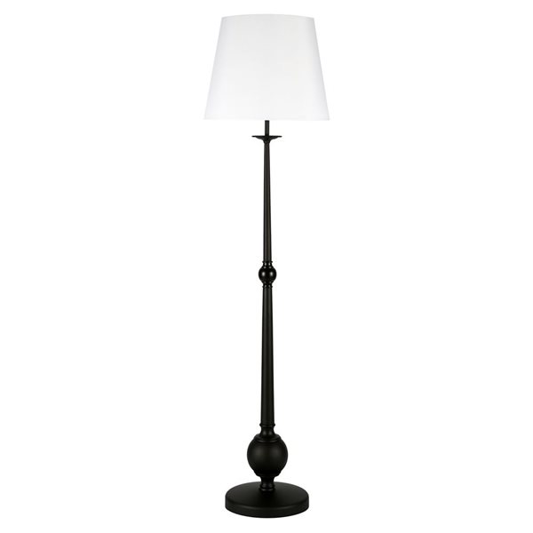 Hailey Home Wilmer 68-in H Black Floor Lamp w/ White Fabric Shade