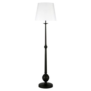 Hailey Home Wilmer 68-in H Black Floor Lamp w/ White Fabric Shade