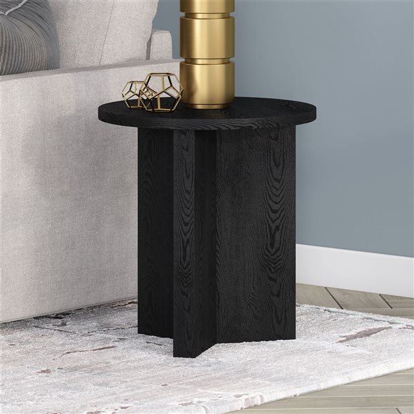 Hailey Home Anders Black Composite Round End Table