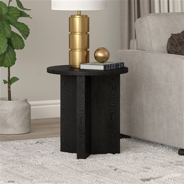 Hailey Home Anders Black Composite Round End Table