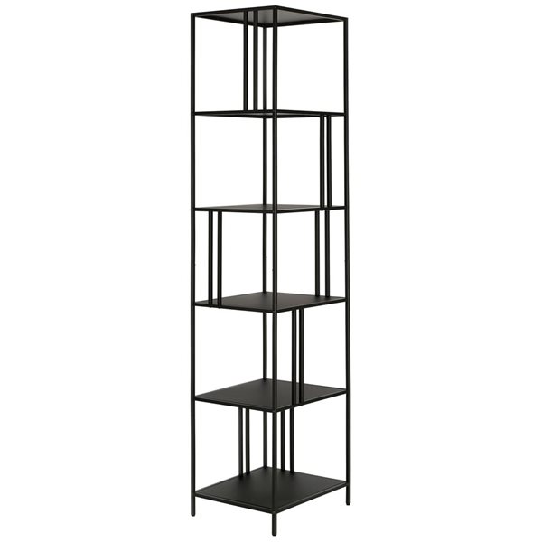 Hailey Home Cortland Black Metal 5-Shelf Bookcase