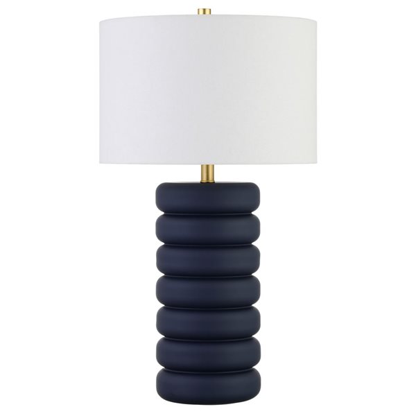 Hailey Home Zelda 25-in H Matte Navy Ceramic Base Table Lamp with White Fabric Shade