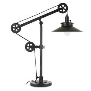 Hailey Home Descartes 29-in H Blackened Bronze Pulley System Table Lamp with Cone-Shaped Metal Shade