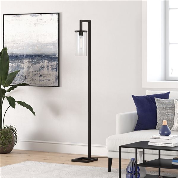 Hailey Home Malva 67-in H Black Floor Lamp w/ Clear Glass Shade