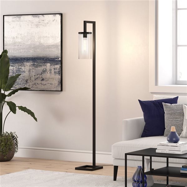 Hailey Home Malva 67-in H Black Floor Lamp w/ Clear Glass Shade