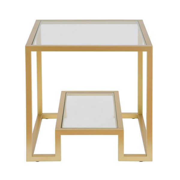 Table d'appoint carrée Athena de Hailey Home laiton avec surface en verre