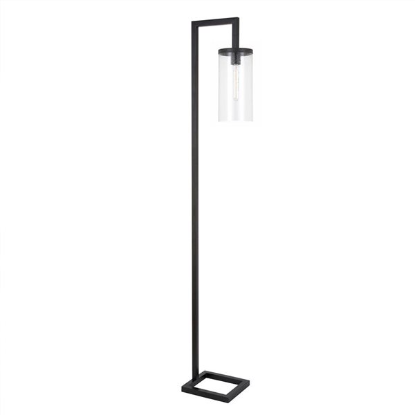 Hailey Home Malva 67-in H Black Floor Lamp w/ Seeded Glass Shade