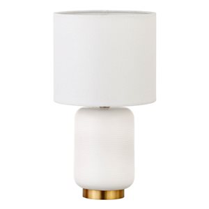 Hailey Home Lambert 15-in H White and Brass Ceramic Mini Lamp w/ White Fabric Shade