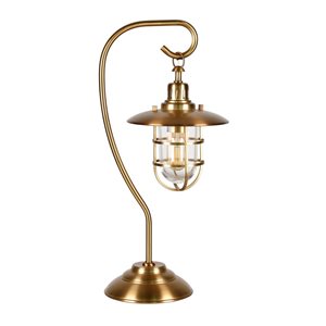 Lampe de table nautique Bay de Hailey Home 22 po h. métal laiton brossé avec abat-jour en métal et verre clair