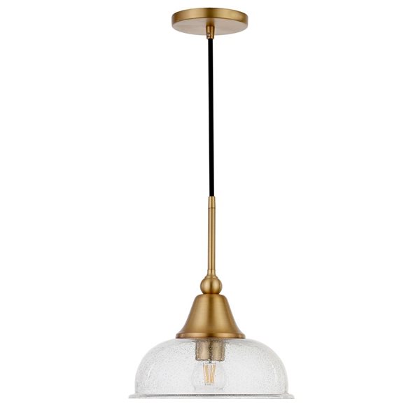 Luminaire suspendu Magnolia Hailey Home 10,75 po l. laiton avec abat-jour en verre transparent