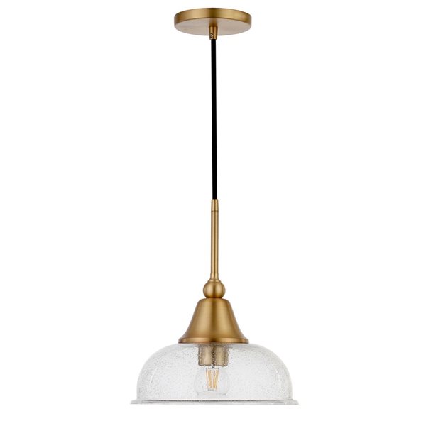 Hailey Home Magnolia 10.75-in W Brass Pendant Ceiling Light w/ Clear Glass Shade