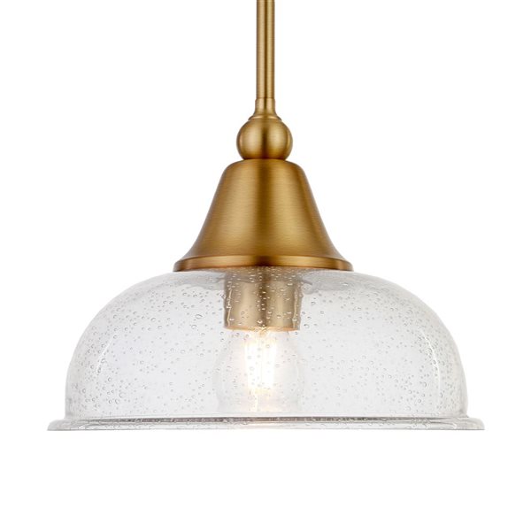 Luminaire suspendu Magnolia Hailey Home 10,75 po l. laiton avec abat-jour en verre transparent