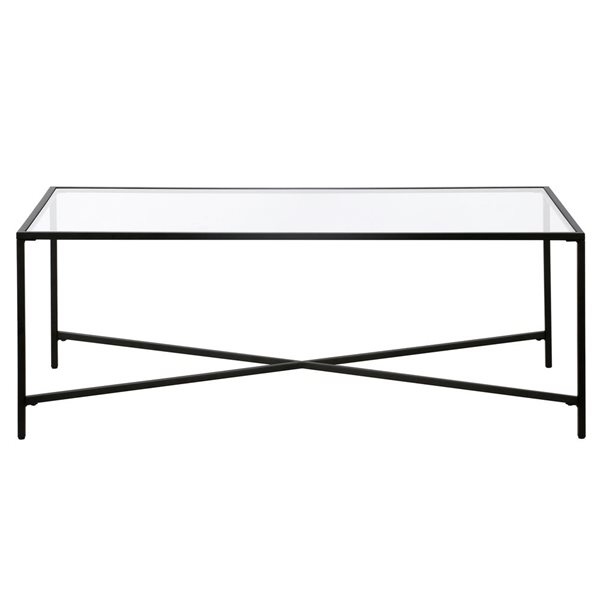 Table basse Henley de Hailey Home noir avec surface en verre