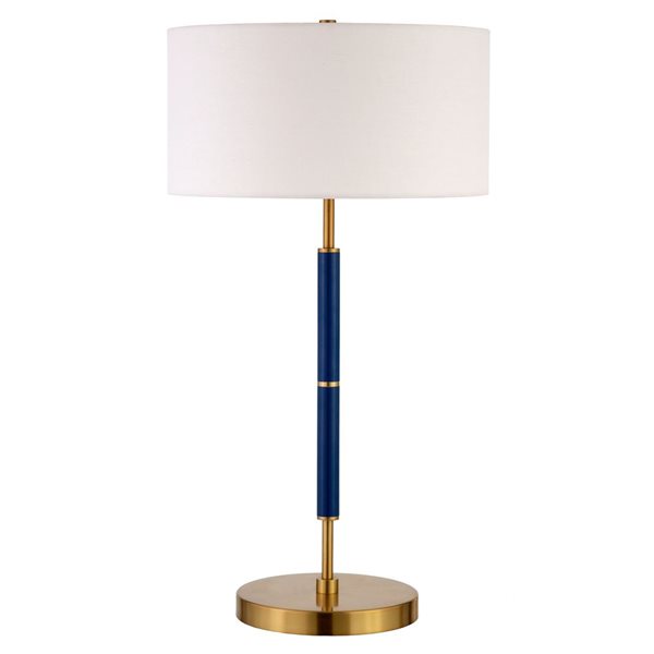 Hailey Home Simone 25-in H Blue 2-Light Table Lamp with Fabric Shade