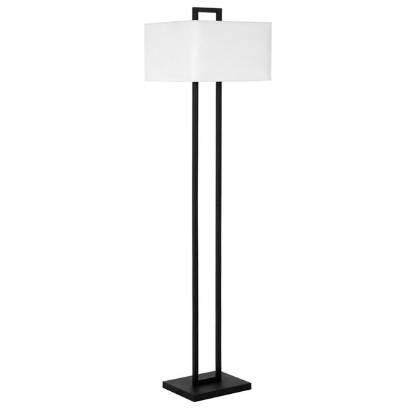 Hailey Home Adair 68-in H Black and White Floor Lamp w/ White Fabric Shade