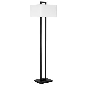 Hailey Home Adair 68-in H Black and White Floor Lamp w/ White Fabric Shade