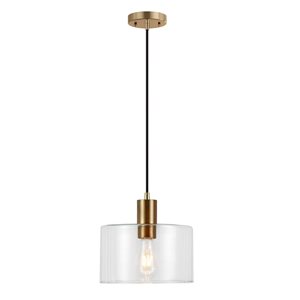 Luminaire suspendu Henri Hailey Home 10 po l. laiton avec abat-jour en verre transparent