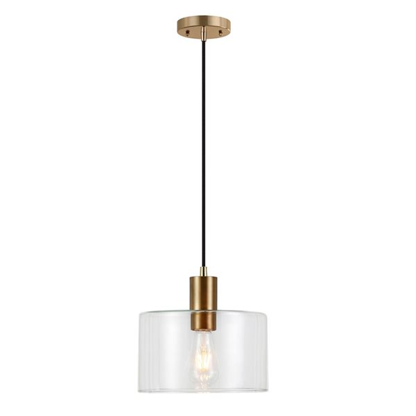 Hailey Home Henri 10-in W Brass Pendant Ceiling Light w/ Clear Glass Shade