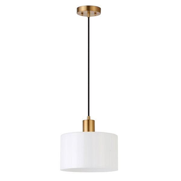 Hailey Home Henri 10-in W Brass Pendant Ceiling Light w/ Frosted Glass Shade