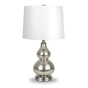 Hailey Home Katrina 21.25-in H Mercury Glass/Satin Nickel Metal Table Lamp with White Fabric Shade