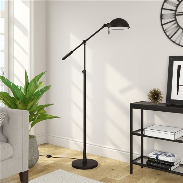 Hailey Home Dexter 60-in H Black Height Adjustable Tilting Floor Lamp w/ Metal Shade