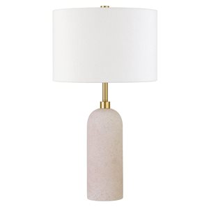 Lampe de table en céramique Ramona de Hailey Home 22 po h. sable rose avec abat-jour en tissu blanc