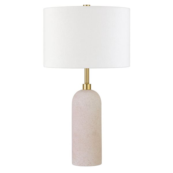 Hailey Home Ramona 22-in H Pink-Sand Ceramic Table Lamp with White Fabric Shade