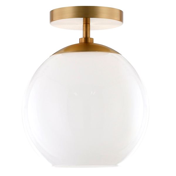 Hailey Home Bartlett 9-in W Brass Semi Flush Mount Light w/ Frosted Glass Shade