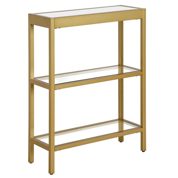 Hailey Home Alexis 22-in W Brass Metal Modern Console Table w/ w/ Glass Shelves